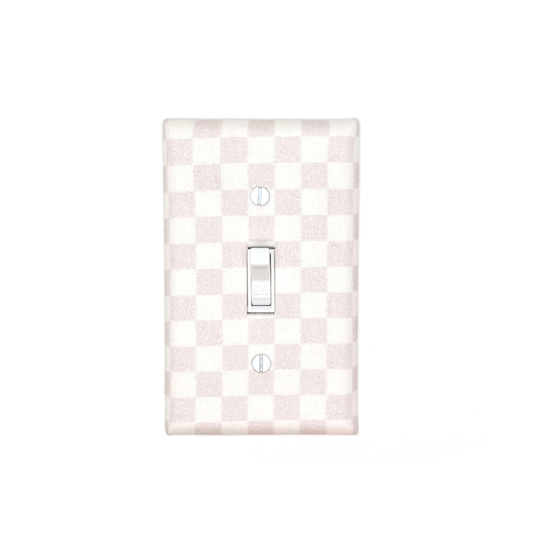 Cream and Beige Checkered Wall Art Light Switch Cover Modern Nursery Decor Gifts Home Gift Unique Room Decor Farmhouse Check Checkerboard image 1