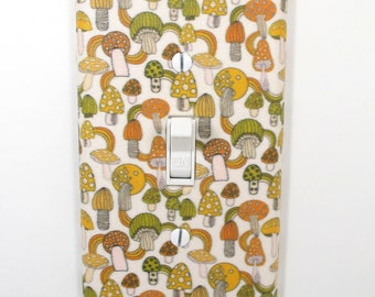 Merry Mushroom Wall Art Light Switch Cover Plate Woodland Nursery Decor Retro 1970s Vintage mid century modern Mushroom-Themed Decor