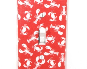 Lobster and Crab Decor Light Switch Cover Plate Crustaceancore Wall Art Decoration Unique Gift for Home Beach House Bathroom Kitchen
