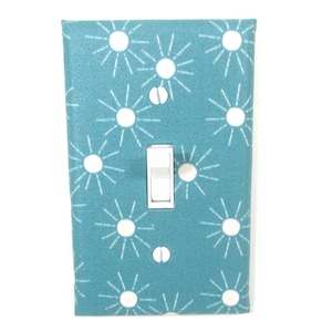 Aqua Sunshine Nursery Decor Light Switch Cover Plate Summer Sun Teal Blue Turquoise Boho Wall Art Home Decoration Handmade Gift for Baby image 1