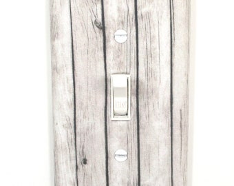 White Shiplap Vertical Light Switch Cover Plate Rustic Farmhouse Decor Wood Grain Planks