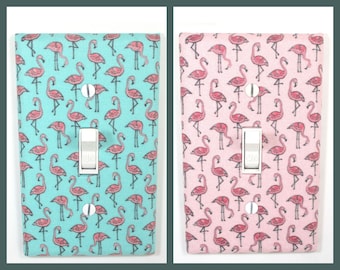 Pink Flamingo Wall Art Light Switch Cover Plate Bathroom Home Decor Unique Gift for Women Kids Handmade Gifts