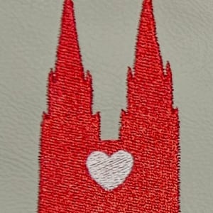 2 x Cologne Cathedral with heart, one filled and one just outlines 8 cm zip file!!! Embroidery file Kölsch Kölle Karneval
