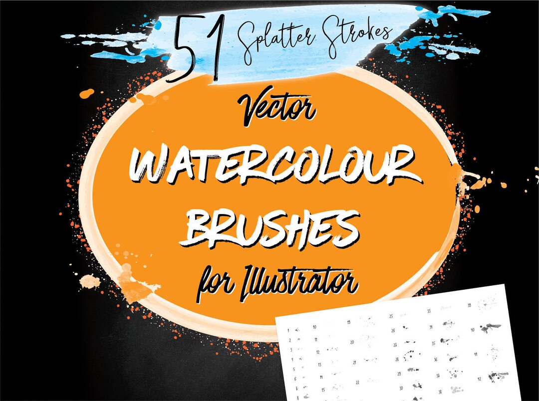 Watercolour Vector Illustrator Brushes Splatter Brushes With Art