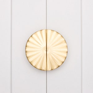 Gold Knobs For Dresser 2-Pack Solid Brass Cabinet Knobs - Semicircle Gold Drawer Pulls 1-5/8 Inch Modern Hardware Dresser Knobs