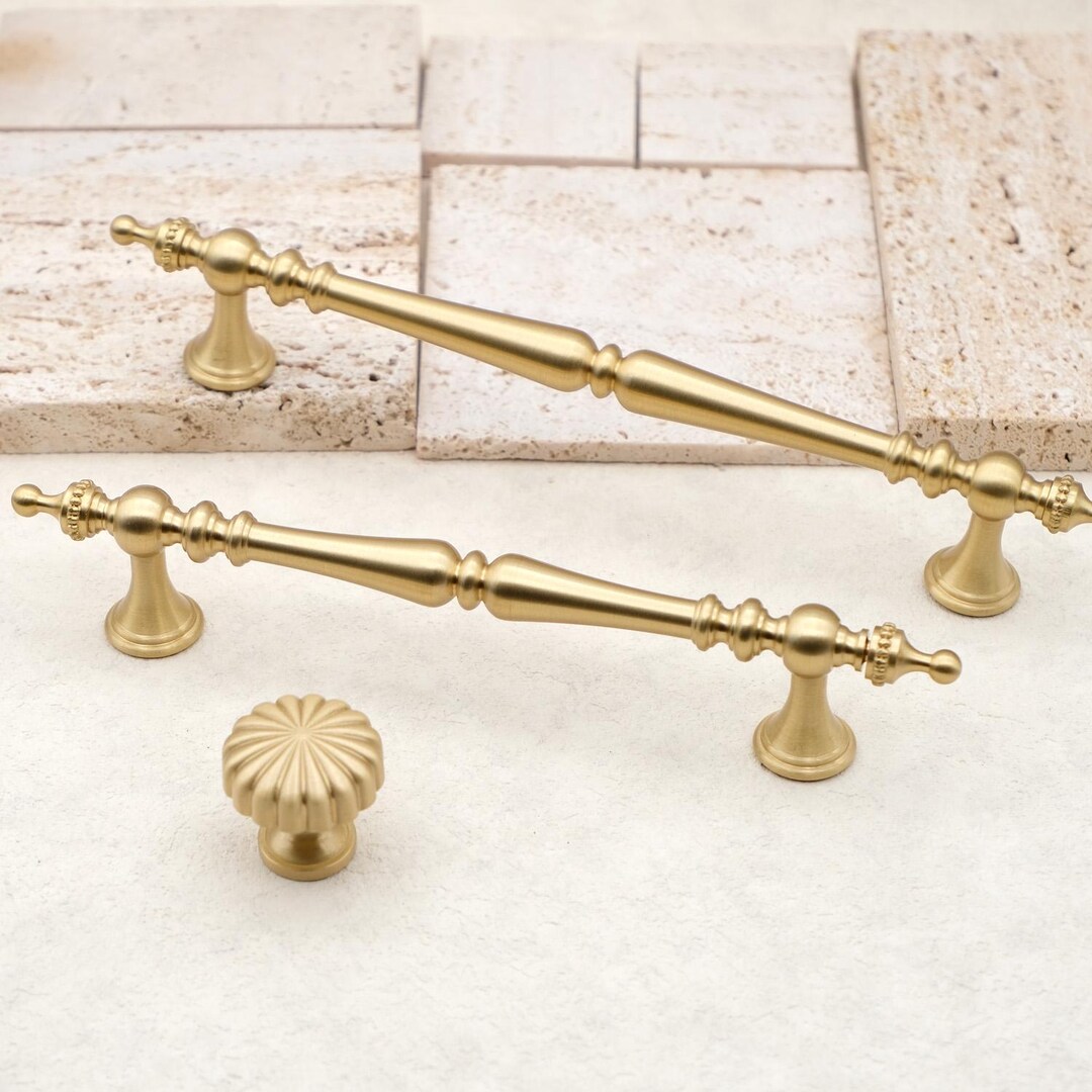 Brushed Brass Drawer Knobs Pulls Gold Dresser Knobs and Pulls