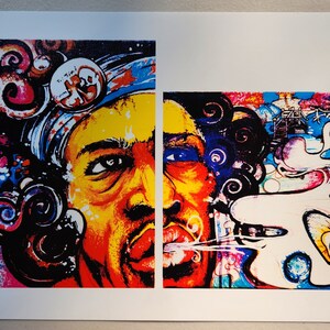 Jimi Hendrix  &quot;Nocturnal Rainbows&quot; Original Art Print