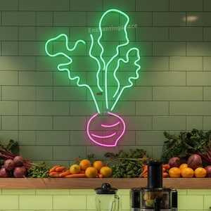 Beetroot Fruit Neon Sign, Juice LED Light for Bar or Restaurant Decor, Fresh Drink Wall Accent, Colorful Display for Café Shop, Opening Gift