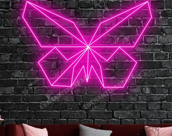 Butterfly Geometric Neon Sign, Butterfly Led Light, Butterfly Artwork LED Sign Home Decor, Custom Geometric Butterfly Neon Light Sign