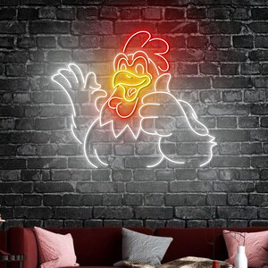 Hahn Neon Schild, Hahn LED-Licht Wandkunst, Huhn Leuchtschild, Hühner Restaurant Neonlicht, Huhn Fried Store Wanddekor