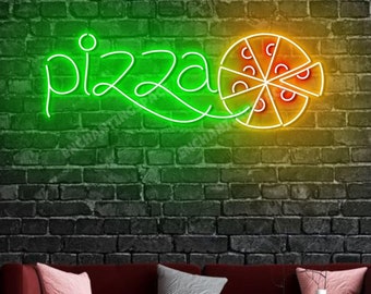 Insegna Al Neon 'Pizza Open' – 30x20 Cm, Alimentazione USB, Luminosità Regolabile | Per Pizzerie, Ristoranti, Decorazione Casa