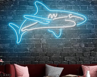 Shark Neon Sign, Shark Led Light, Custom Shark Led Sign, Shark Sea Animal Neon Light Wall Art, Ocean Shark Led Light For Wall Decor