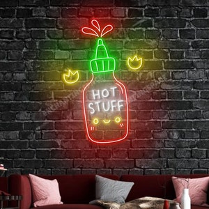 Chili Sauce Neon Sign, Chili Sauce Neon Light Wall Art, Chili Sauce Led Light For Restaurant Wall Decor, Food Store Restaurant Led Signboard