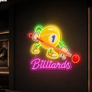 Insegna al neon da biliardo per la decorazione della camera dei ragazzi, decorazione murale a LED per gli appassionati di biliardo