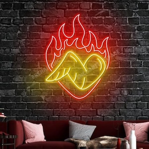 Flaming Chicken Wings Neon Sign, Flaming Chicken Fried Led Light For Fast Food Decor, Street Food Store Led Wall Art, Fried chicken Led Sign