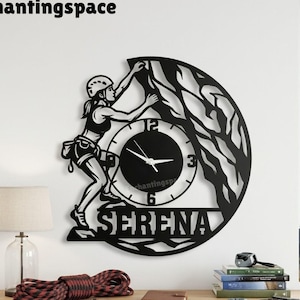 Custom Rock Climbing Metal Clock Art, Personalized Workout Wall Decor, Gift for Climbers