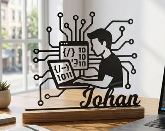 Personalized Data Scientist Metal Table Sign, Steel Desk Decor, Gift for Coders