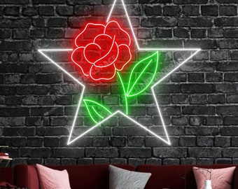 赤いバラの花のLEDサイン、バラの花のネオンサイン装飾、お母さんへの