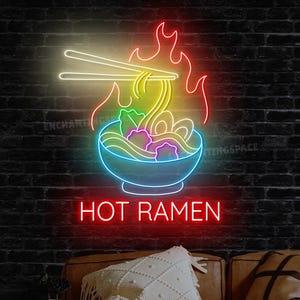 Letrero de neón de ramen caliente, luz de neón de fideos ramen, letrero LED de neón de ramen japonés, letrero de ramen japonés, letrero de neón personalizado, decoración de restaurante de ramen