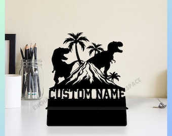 Custom Dinosaur Metal Cell Phone Desk Holder, Dinosaur Phone Holder, Dinosaur Figure for Phone and Tablet Stand, Dinosaur Metal Phone Stand