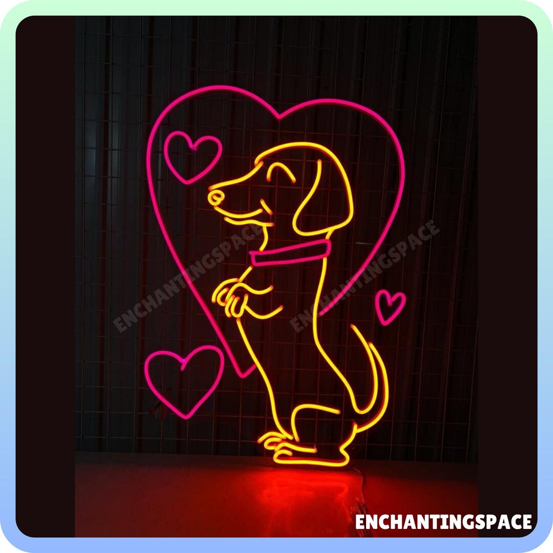 Dachshund Love Neon Sign, Custom Dachshund Dog Heart Led Light, Dog Pet ...