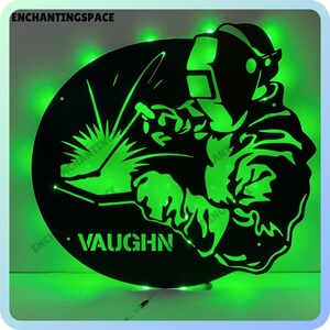 Customized Welding Metal Wall Art LED Light, Welder Sign Home Decor, Personalized Construction Welder Name Sign Wall Decor, Gift For Dad