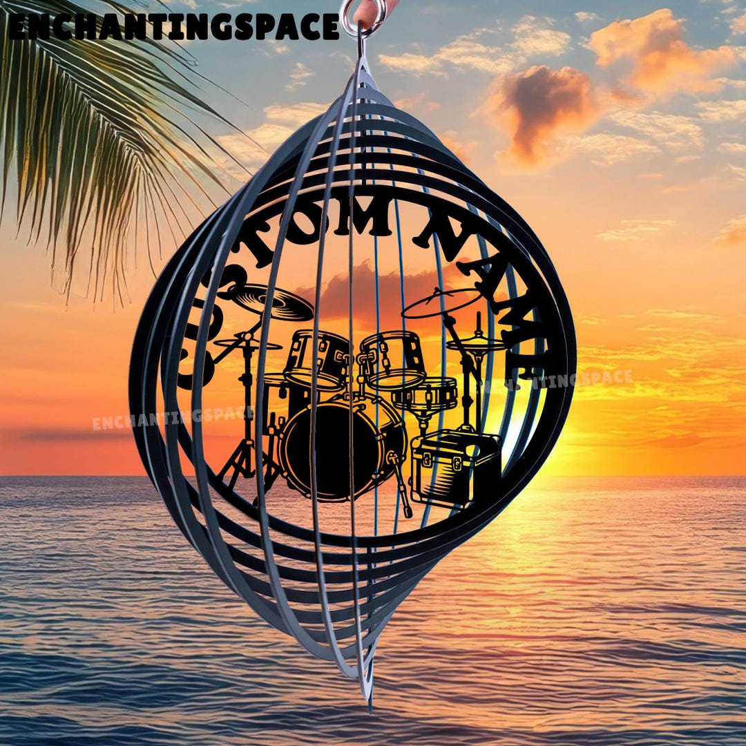 Personalized Drum Set Kinetic Wind Spinner Garden Decor, Metal Wind ...