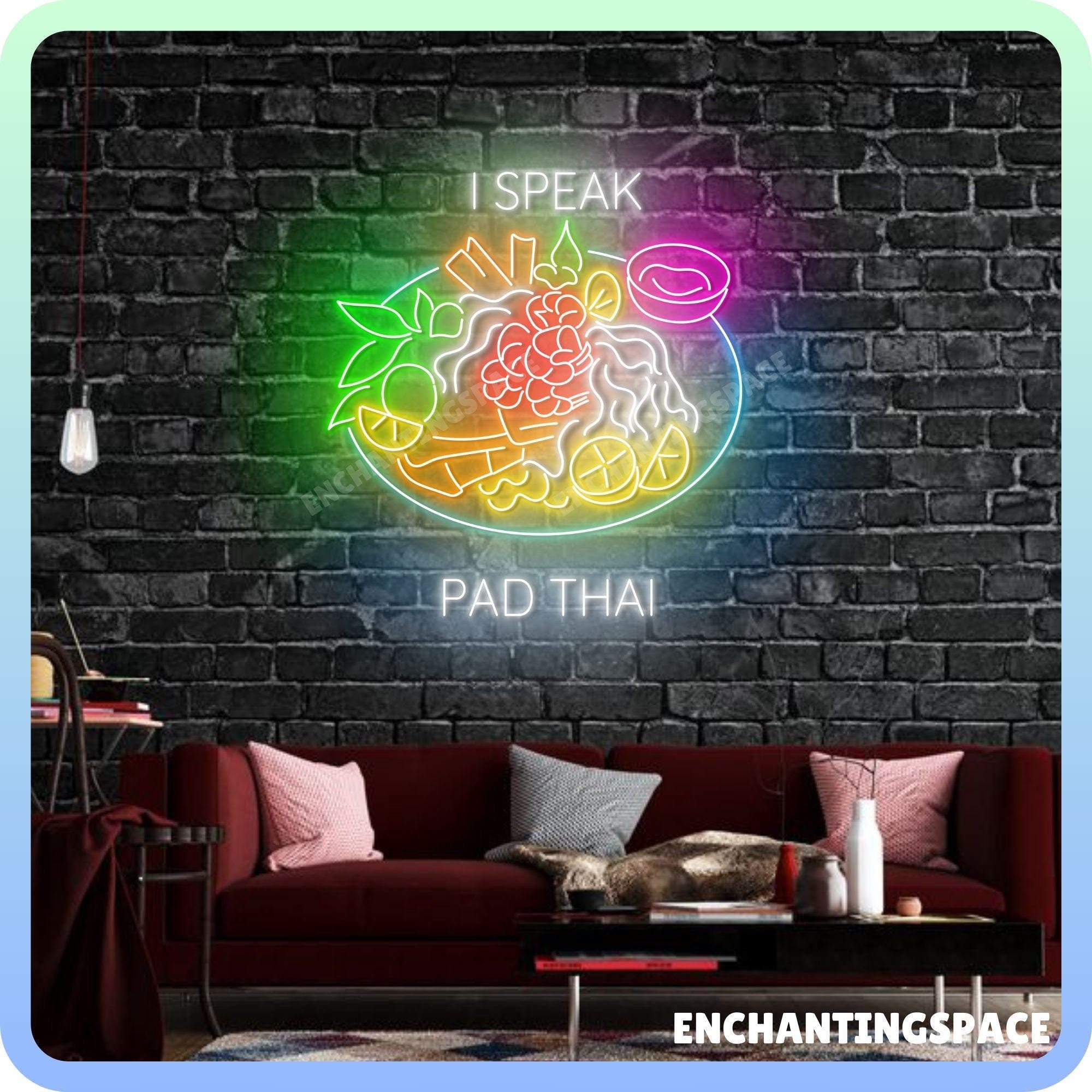 I Speak Pad Thai ネオンサイン、Pad Thai ストア LED ライト、タイ