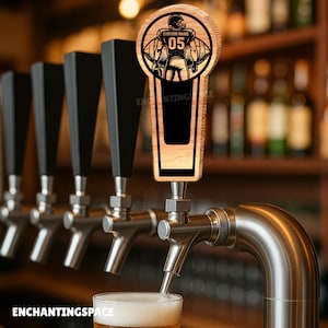 Personalized Football Tap Handle, Custom Chalkboard Wood Tap Handle, Handcrafted Beer Bar Accessory, Laser Engraved Brewery Handle Gift