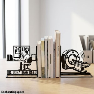 Personalized Radiology Metal Bookends, Custom CT Scanner XRay Technologist Gift