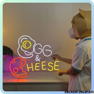 Egg & Cheese Neon Sign, Breakfast Led Light, Breakfast Fried Egg Restaurant Neon Light Wall Art, Breakfast Store Light Signboard Wall Decor
