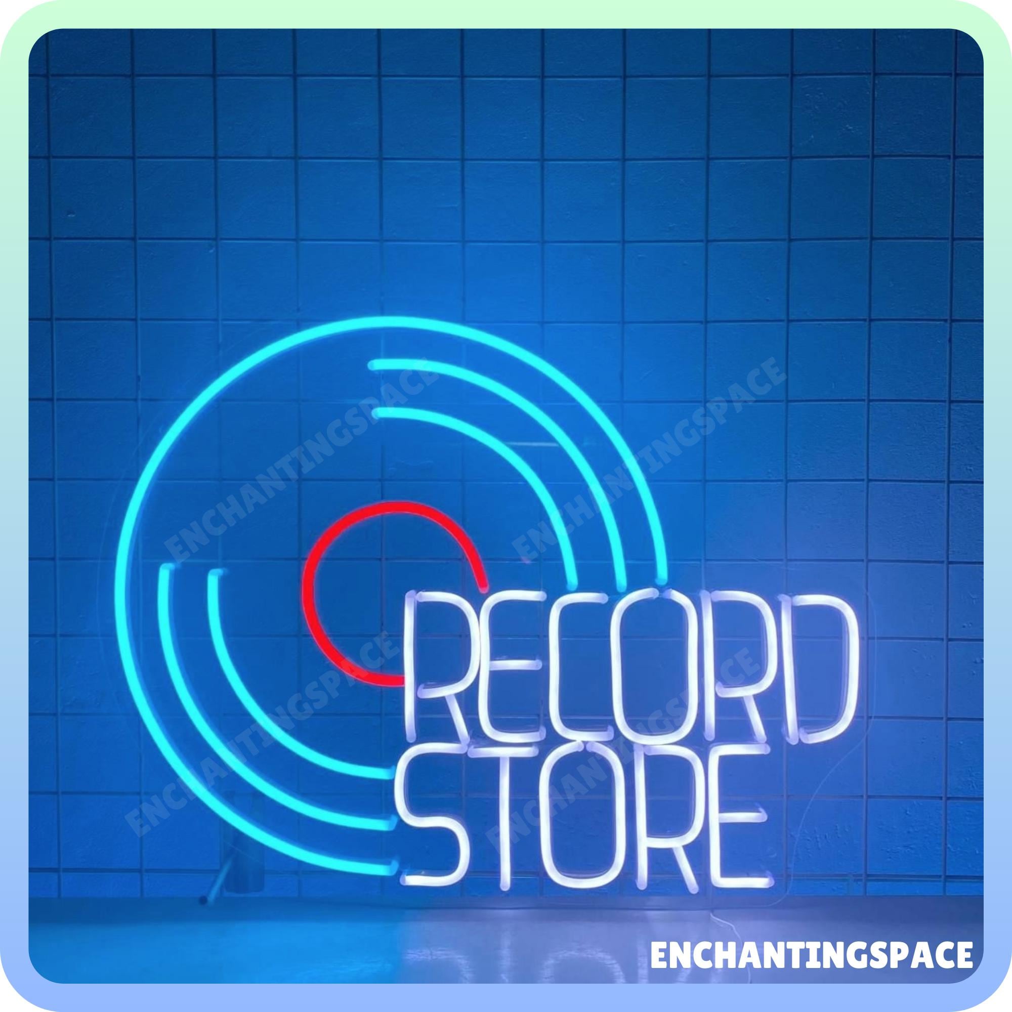 Record Store Neon Sign, Vinyl Records Led Sign, Cassettes Neon Light, Record Player Wall Decor, Open Sign For Record Store Wall Art