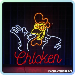 Chicken Neon Sign, Fried Chicken Led Light Sign, Custom Neon Sign, Fried Chicken Lover Gift, Fried Chicken Restaurant Light, Farmhouse Decor