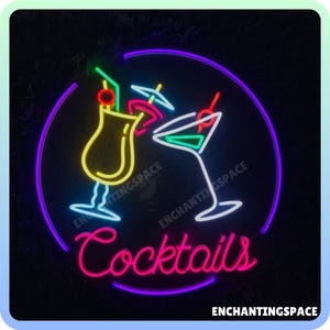 Cocktail Neon Sign, Cocktail Bar Pub Led Light, Cocktail Night Club Light Signage, Open Cocktail Bar Wall Art Decor, Bar Grand Opening Gifts