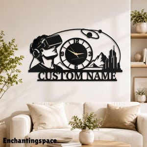 Custom Virtual Reality Metal Wall Clock, Tech Headset Gamer Gift for Computer Room