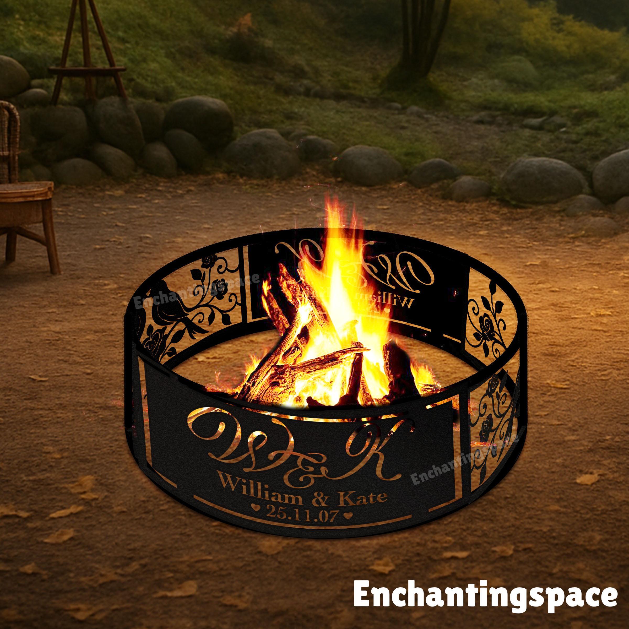 Custom Lovebirds Fire Ring for Outdoor, Backyard, Patio Bonfire or ...