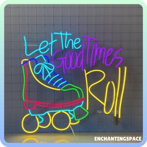 Let The Good Times Roll Neon Sign, Roller Skates Led Signboard, Roller Skates Shop Led Light, Skate Shop Open Light Sign, Gift For Her