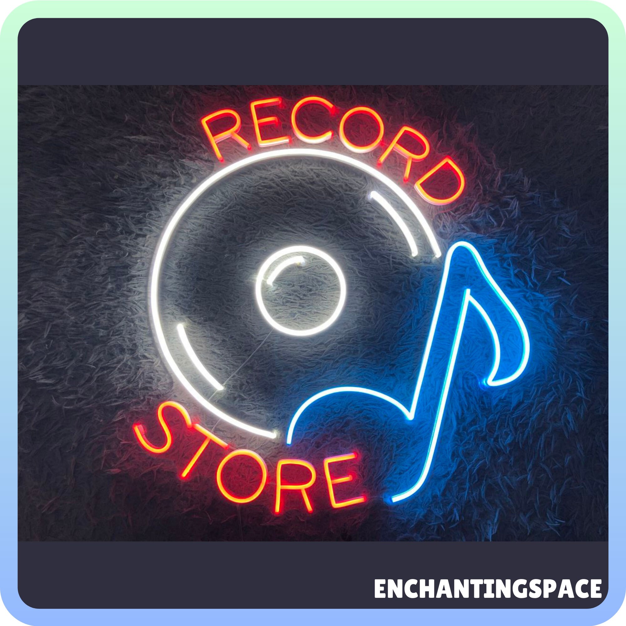 レコードストアのネオンサイン、ビニールレコードのLEDサイン