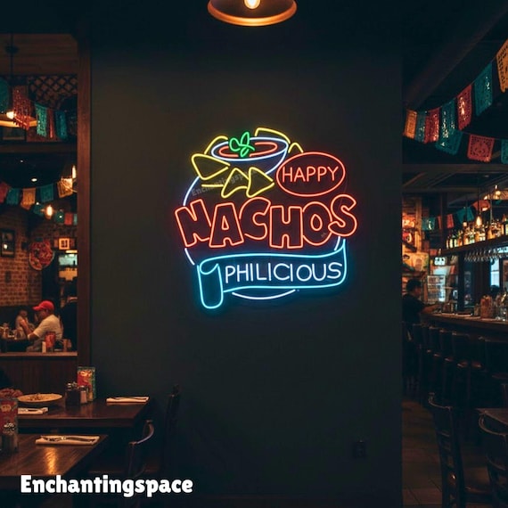 Nachos LED Neon Sign, Mexican Food Wall Decor for Nacho Bar or