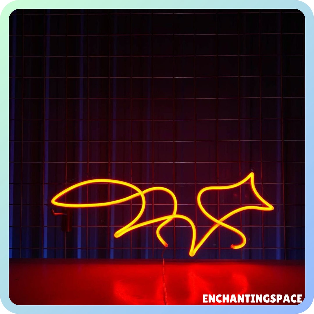 1line Led Sign Fox Line Art Neon Sign, Minimalist Fox Line Led Sign, Custom Neon Sign ...