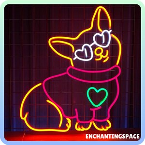 Neonbord corgi-hond, schattig led-bord Corgi, aangepast neonbord, wanddecoratie huisdier spa, cadeau Corgi minnaar, neonlicht hondenwinkel, led-licht dierenwinkel