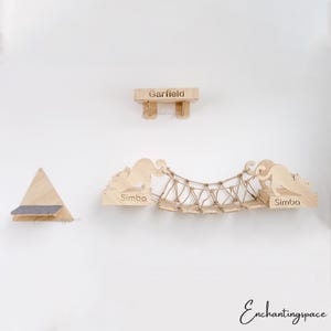 Custom Cat Wood Climbing Wall Shelf, Wooden Cat Shelves Set With Bridge Cat Steps Cat Bed, Cat Shelve for Wall, Cat Furniture Wall Mounted