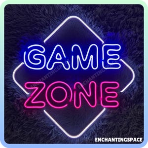 Game Zone Neon Sign, Game Zone Led Light Signboard, Open Led Sign For Game Room, Gaming Club Signage Wall Art, Game Room Neon Light Decor