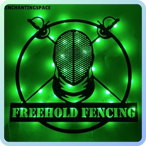 Aangepaste hekwerk metalen muur kunst led-licht, gepersonaliseerde schermer naambord decor, scherm speler metalen bord muur kunst, sportclub licht decor