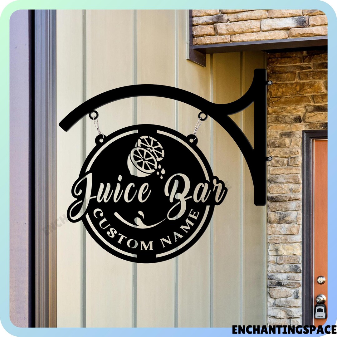 Customize Name Juice Bar Hanging Metal Sign, Hanging Sign for Coffee ...