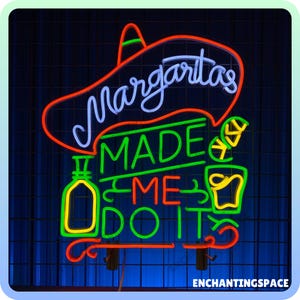 Margaritas Made Me Do It Neon Sign, Margaritas Cocktail Light Up Sign, Cocktail Bar Wall Decor, Bar Pub Neon Light, Margarita Led Light