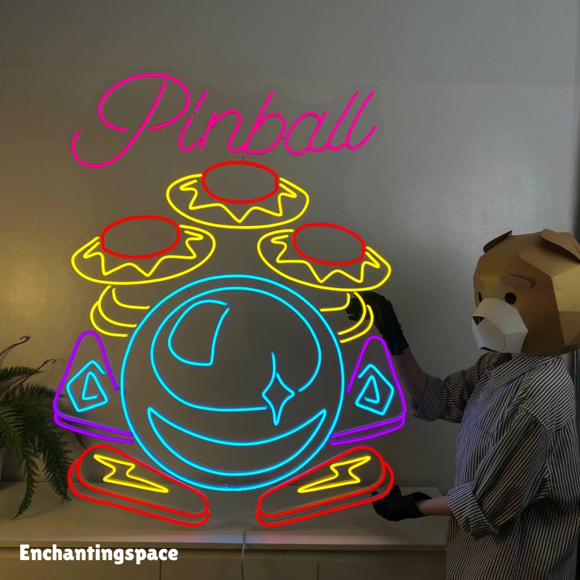 Pinball Neon Sign, Retro Arcade LED Light Sign for Man Cave Decor ...