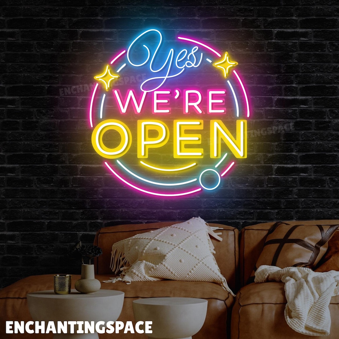 We're Open Neon Sign, Business Open Sign, Neon Acrylic Sign for Coffee ...
