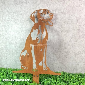 Custom Vizsla Dog Rusty Metal Plaque With Stake, Vizsla Dog Grave Marker, Memorial Metal Stakes, Rusty Metal Yard Art, Outdoor Garden Decor