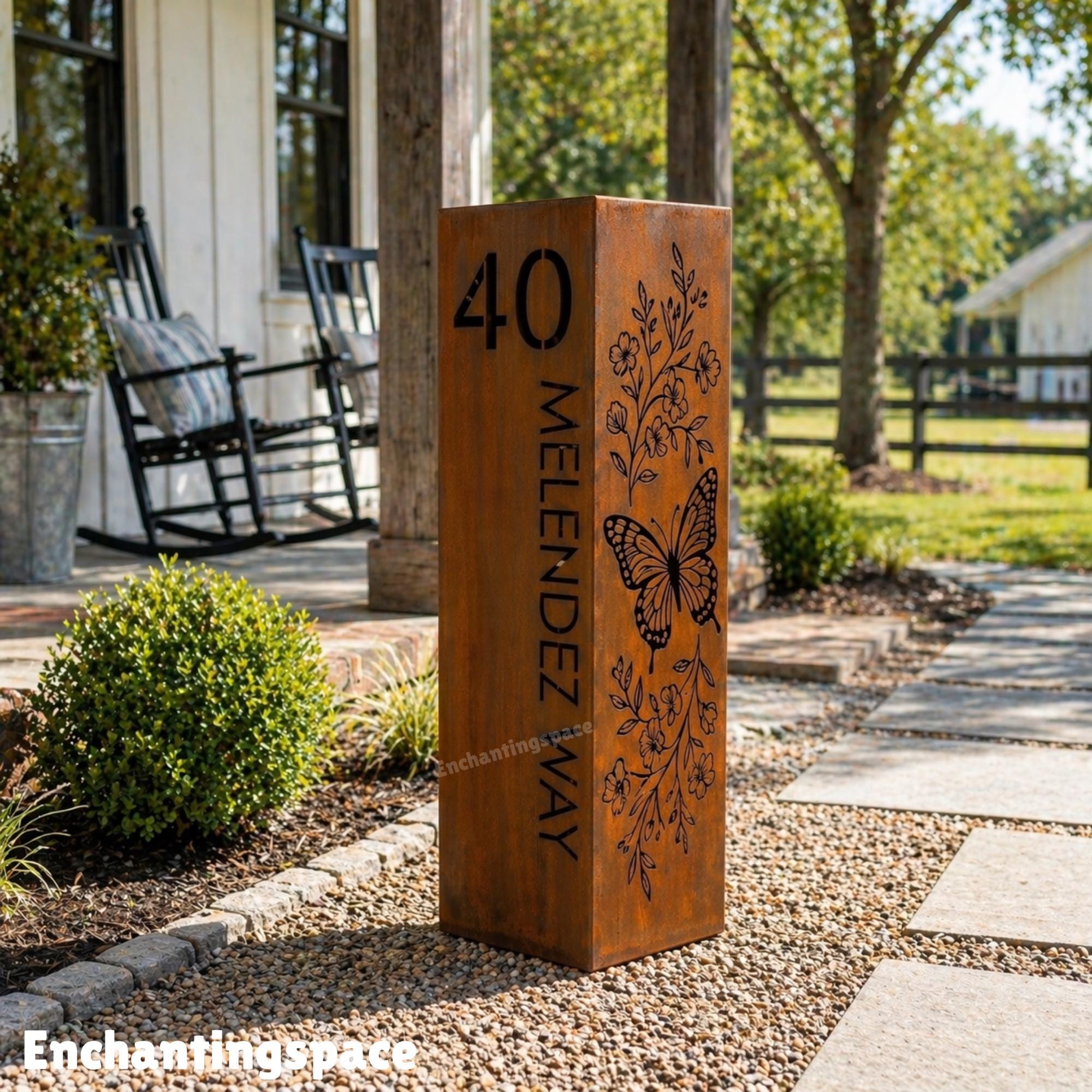Win Column Sign Personalized Address Metal Garden Column for Yard, House Number Sign ...